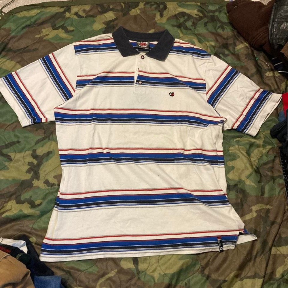 Southpole‎ horizontal stripe polo shirt vintage y2k hip hop men's XXL